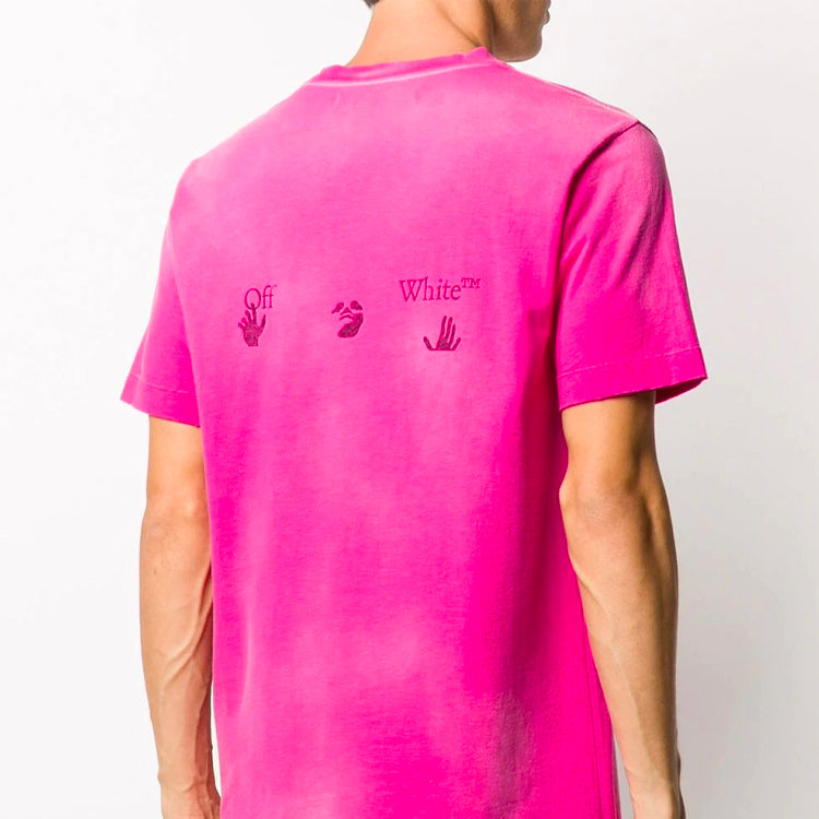 Off-White Logo Applique Fade Tee Men's Pink OMAA027F20FAB0013210