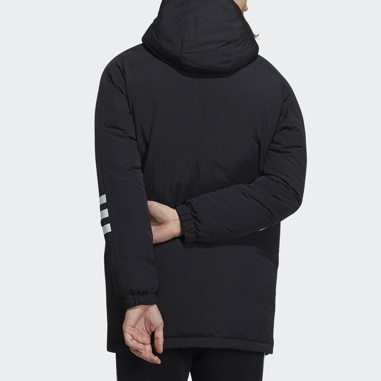 adidas mid-length Sports hooded Zipper Down Jacket Black H45235