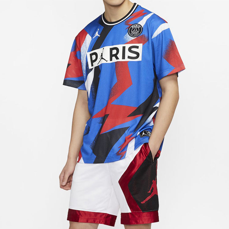 Air Jordan Paris Saint-Germain Mesh Short Sleeve Blue BV2027-445