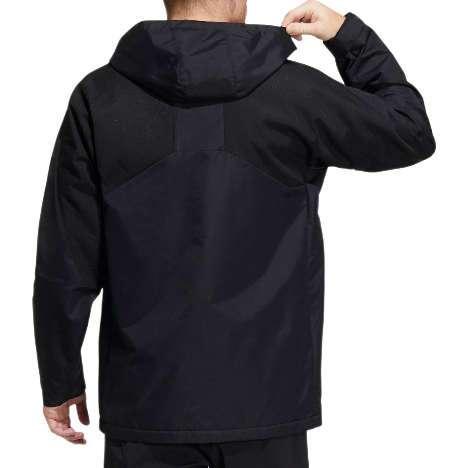 adidas Solid Color hooded Zipper Jacket Black HE7401