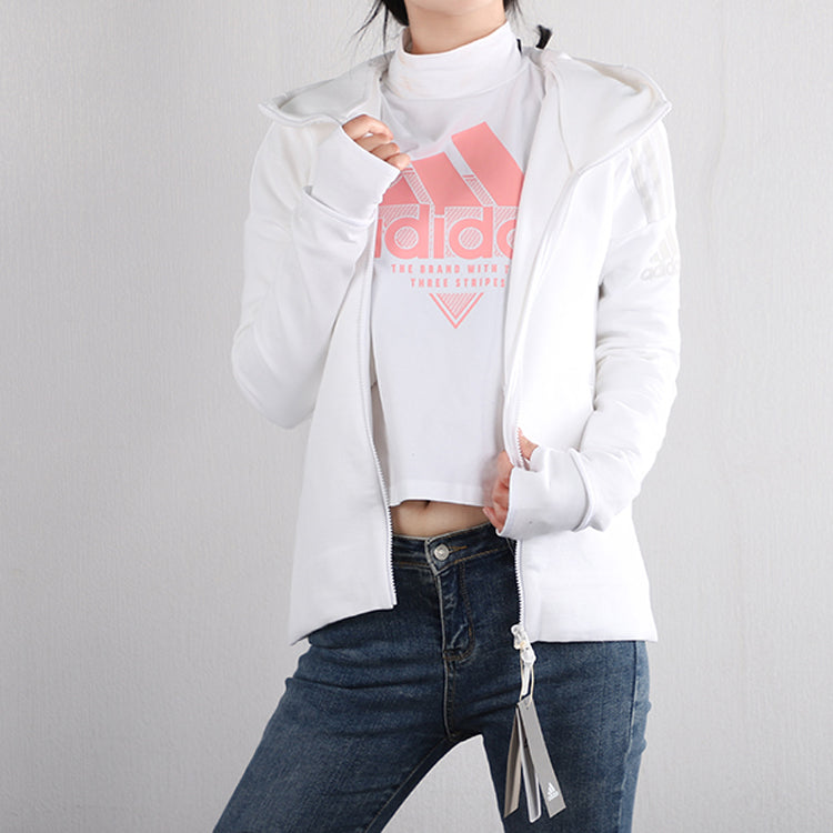 (WMNS) adidas  Z.N.E. Three Stripes Printing Hooded Jacket 'White Grey' FL1960