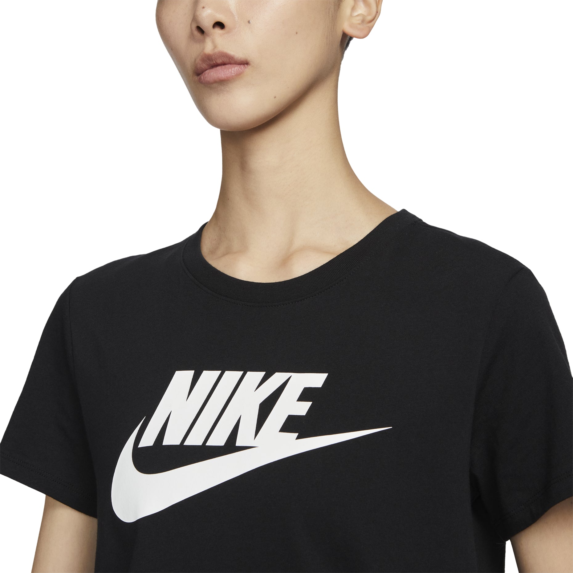 (WMNS) Nike Sportswear Essentials Logo T-shirt Asia Sizing 'Black White' DX7907-010