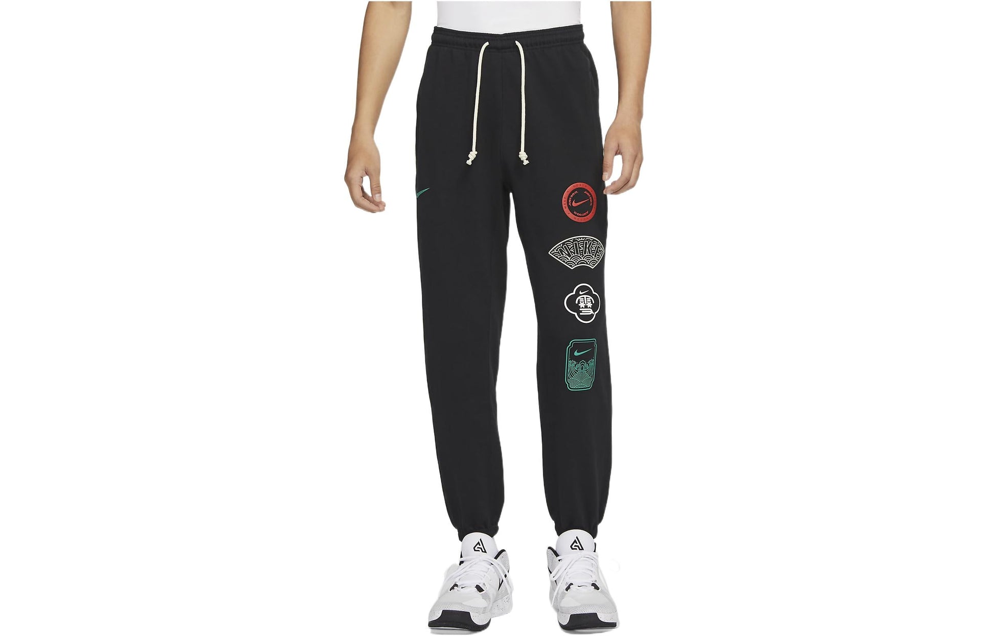Men's Nike Pattern Printing Lacing Casual Bundle Feet Sports Pants/Trousers/Joggers Black DR6405-010