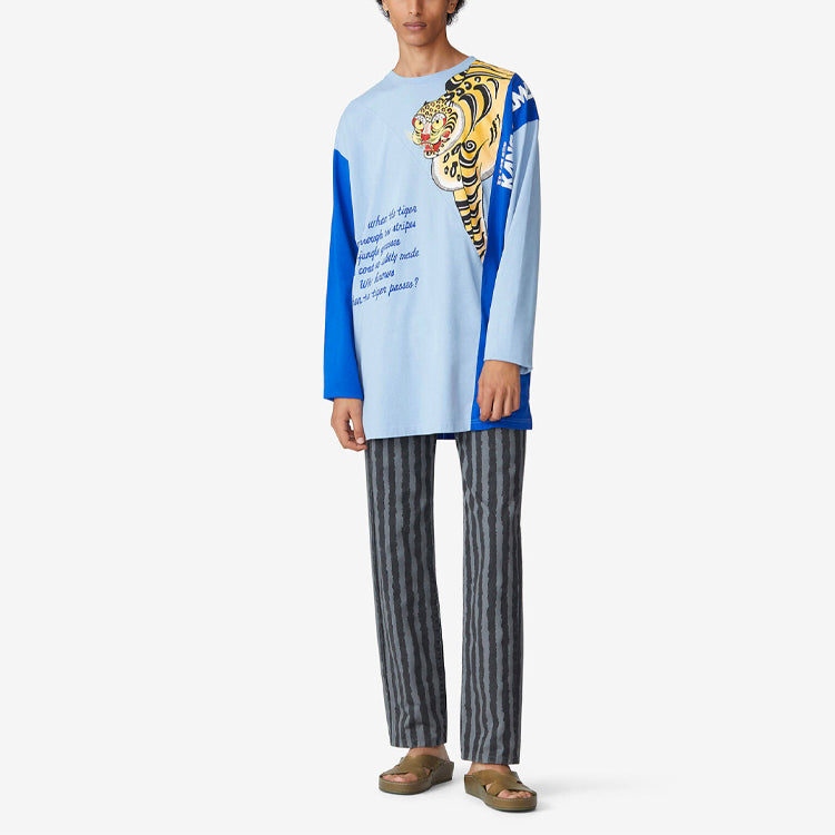 Men's KENZO x Kansaiyamamoto SS21 Crossover Logo Printing Long Sleeves Blue FB55TS1634SJ-65