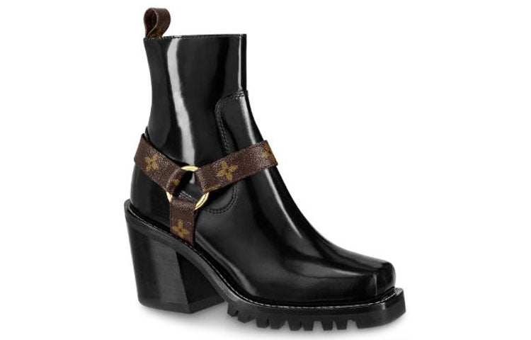 (WMNS) LOUIS VUITTON Limitless Ankle Boots 'Black with Logo Straps' 1A4WKA