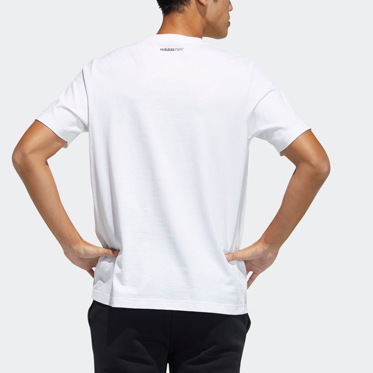 adidas neo Printing Sports Round Neck Short Sleeve White GR6921