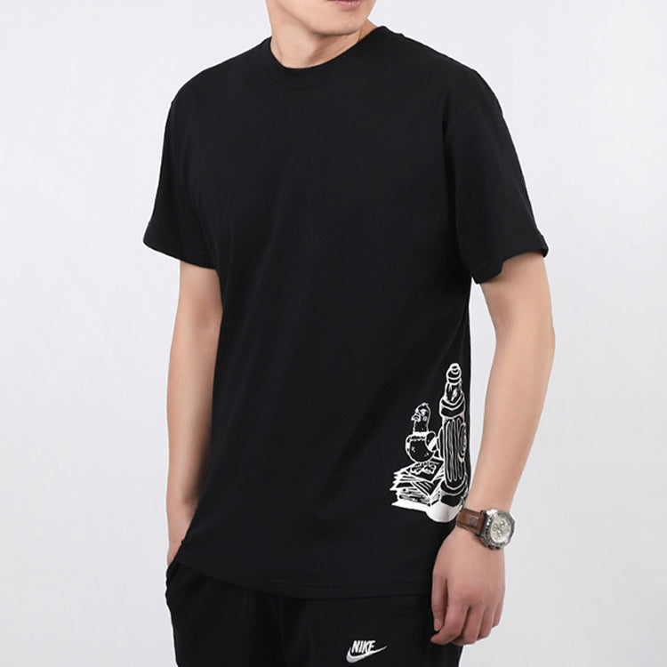 Nike SB Cartoon Printing Skateboard Short Sleeve Black CU0299-010