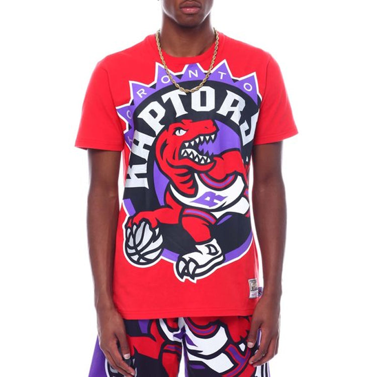 Mitchell & Ness Big Face Series Casual Sports MN Short Sleeve Toronto Raptors Couple Style Red SSTEBW19070-TRARED1