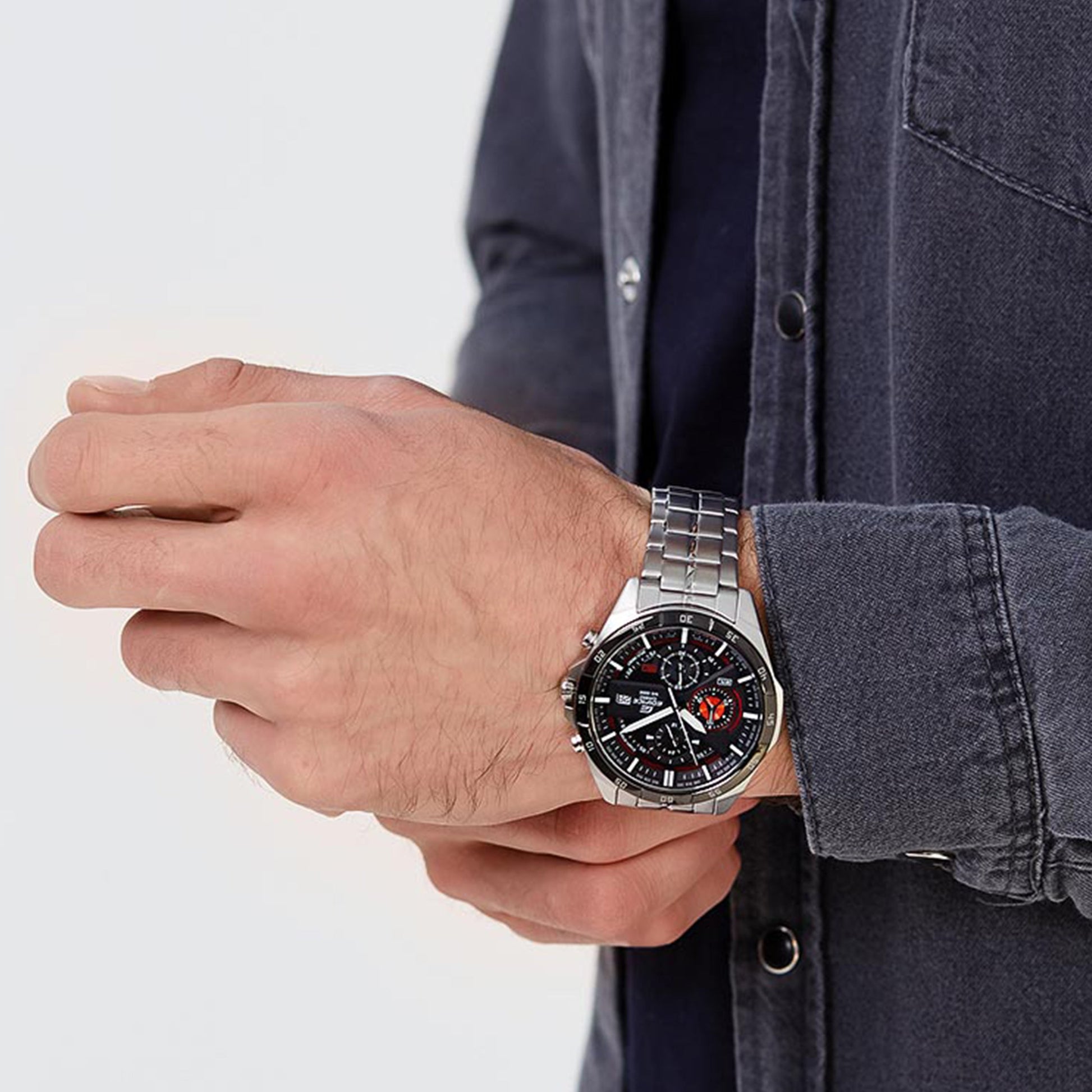 CASIO Quartz EDIFICE BlackRed Watch Dial Mens BlackRed Analog EFR-556DB-1A