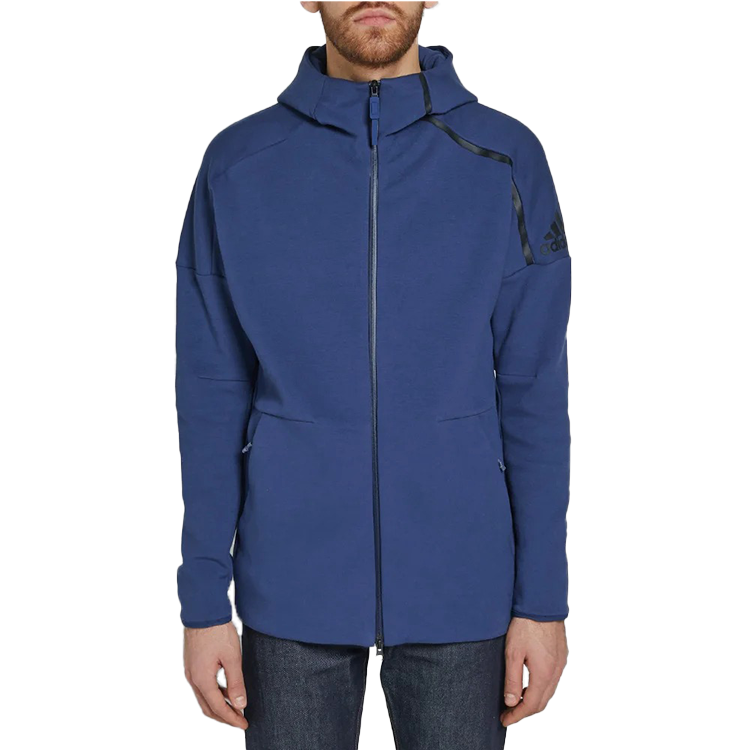 adidas Logo Printing Knit Hooded Jacket Blue CE4259