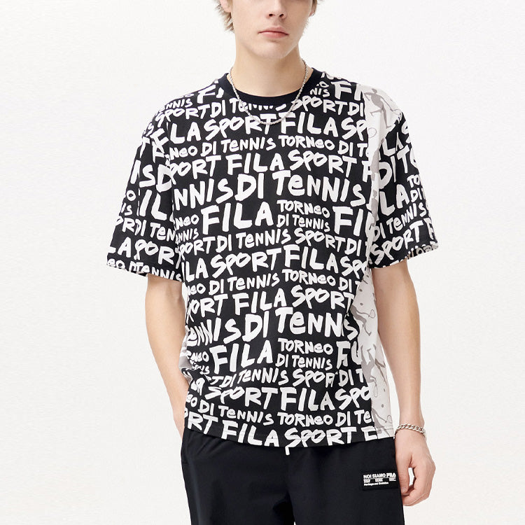 FILA FUSION Alphabet Full Print Sports Short Sleeve Black T11M121116F-BK