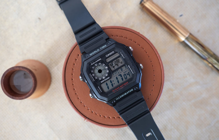 CASIO G Shock Quartz Sports Waterproof Unisex Mens Black Digital AE-1200WH-1A