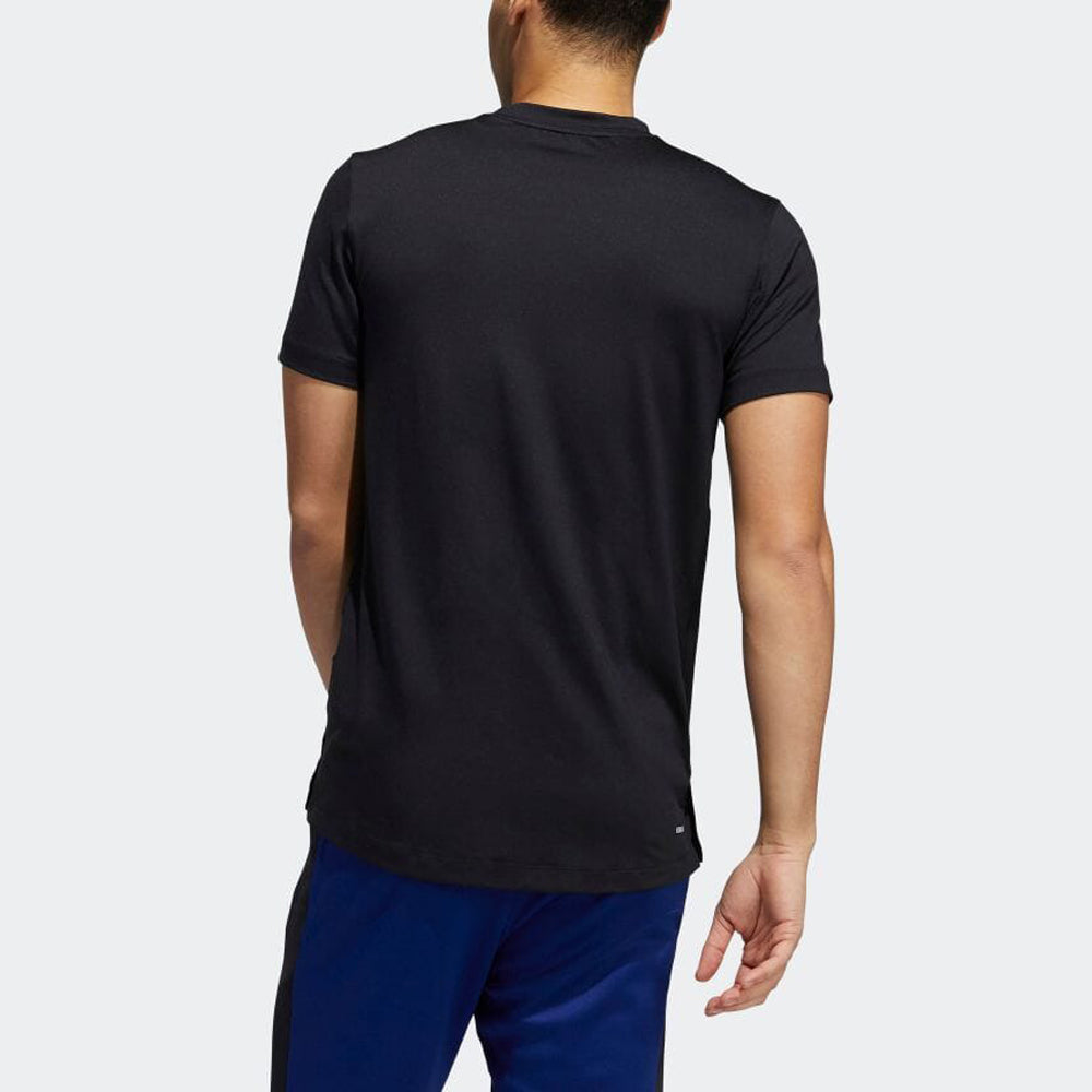 Men's adidas Solid Color Alphabet Logo Round Neck Pullover Sports Short Sleeve Black T-Shirt GU6388