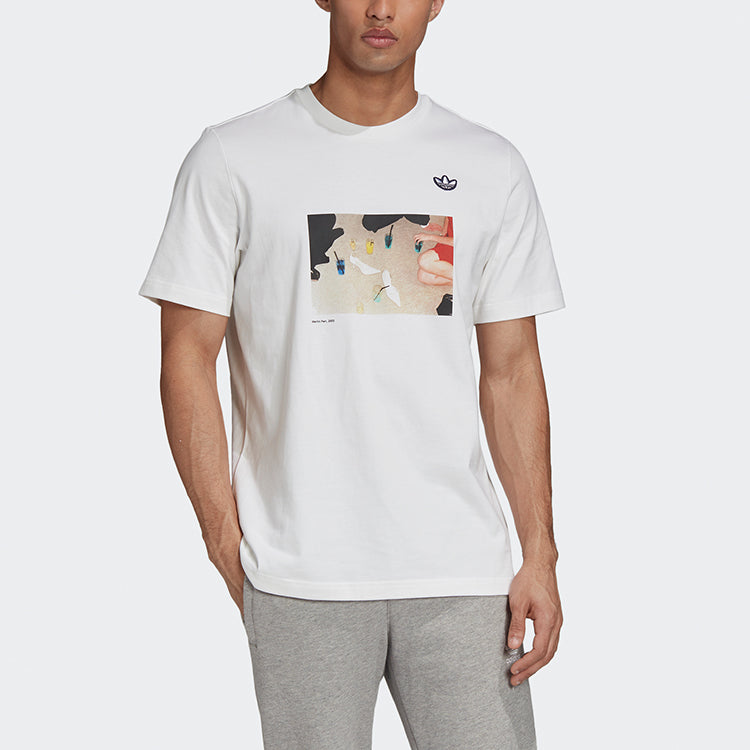 adidas originals Samstag Photo T Printing Sports Short Sleeve White GD5697