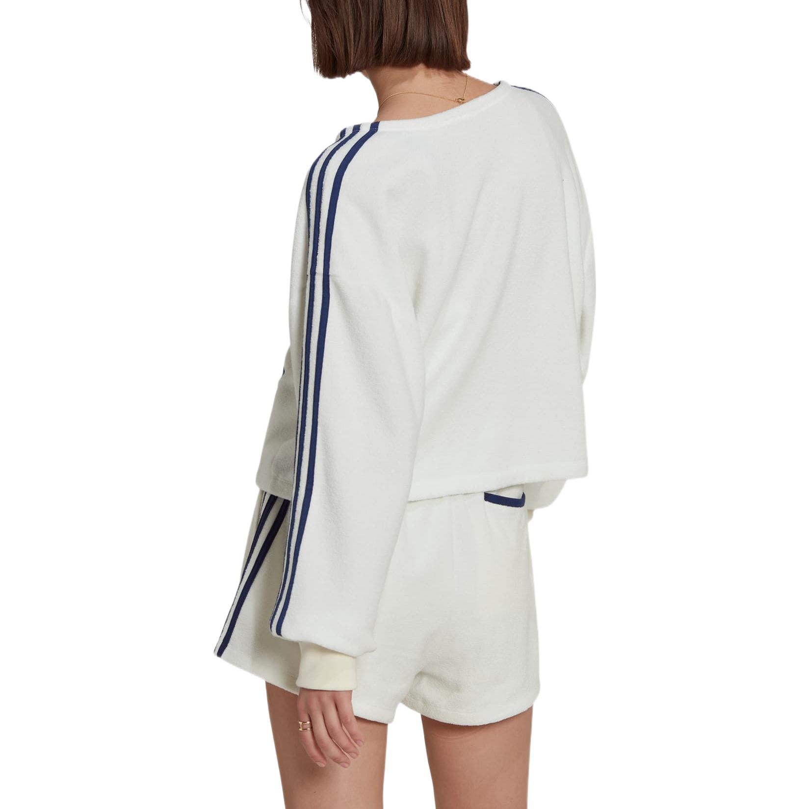 (WMNS) adidas Terry Fabric Cropped Sweatshirt Asia Sizing 'White Navy' HL6585