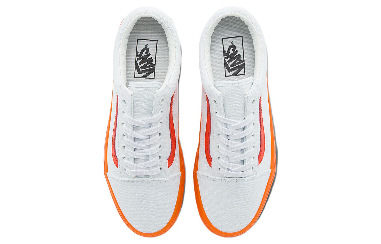 Vans Old Skool Casual Low Top Skate Shoes Small Orange Side Stripe Unisex 'White' VN0000SBZ34