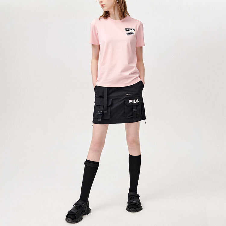 FILA FUSION Logo Printing Sports Short Sleeve Pink T-Shirt T11W123109F-PK