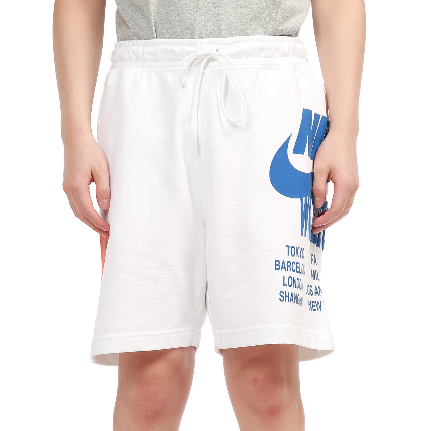 Men's Nike Nsw French Terry Large Logo Printing Knit Sports Shorts White DA0646-100