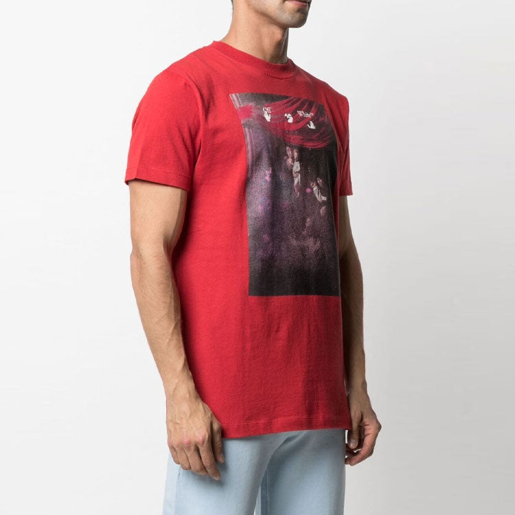 Off-White SS21 Printing Arrow Short Sleeve Loose Fit Red OMAA027S21JER0102501