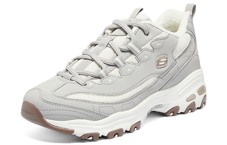 (WMNS) Skechers D'lites-looking Glass Marathon Running Shoes 'Grey White Brown' 896268-GRY