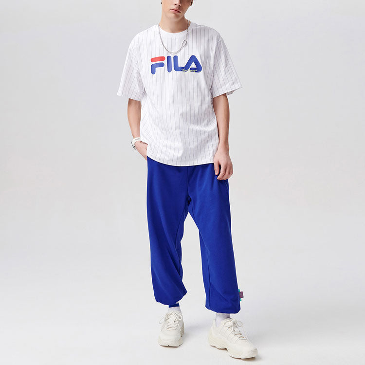 FILA FUSION Stripe Logo Loose Short Sleeve White T11M122108F-BU