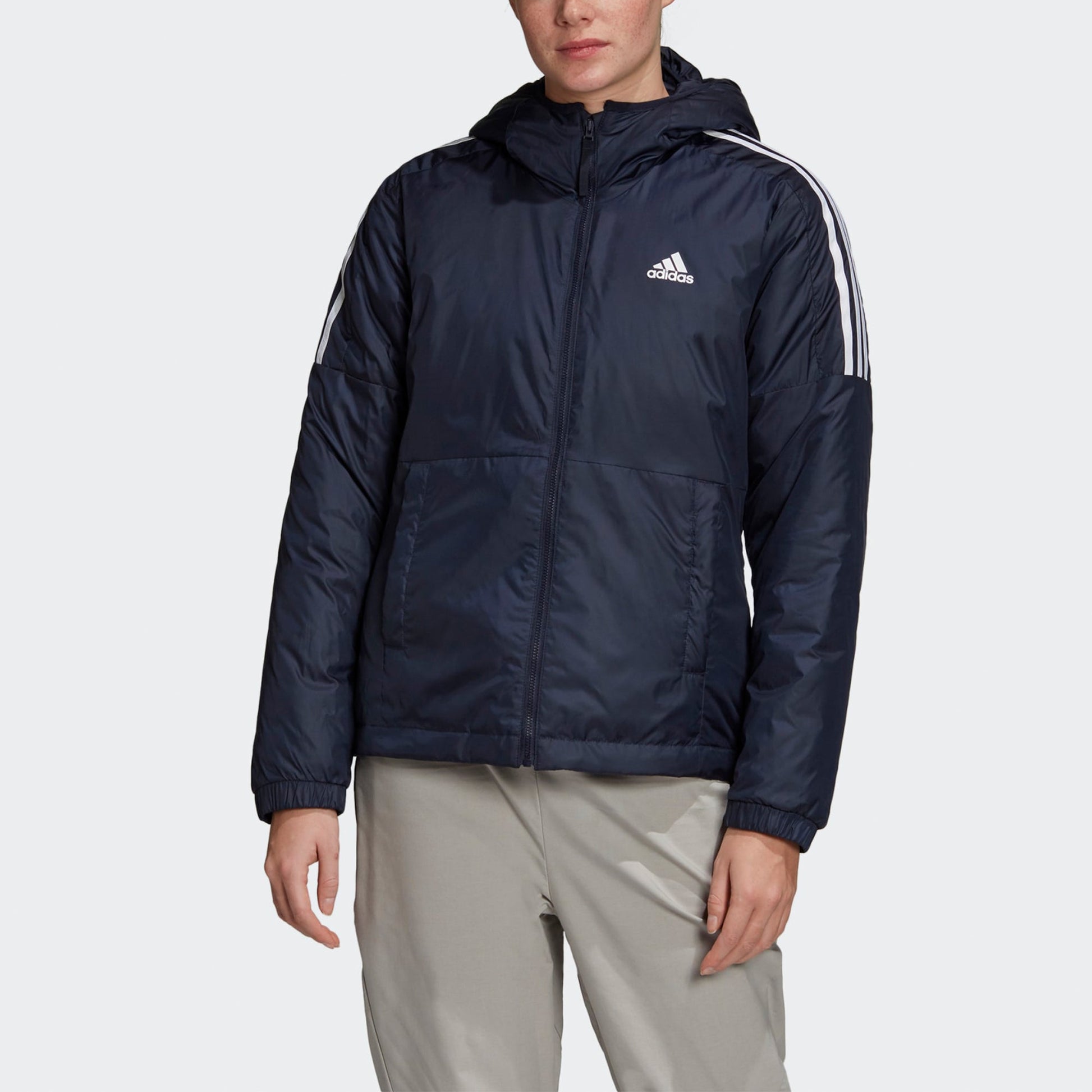 (WMNS) adidas Essentials Thermal Hooded Jacket Asia Sizing 'Navy White' GH4599