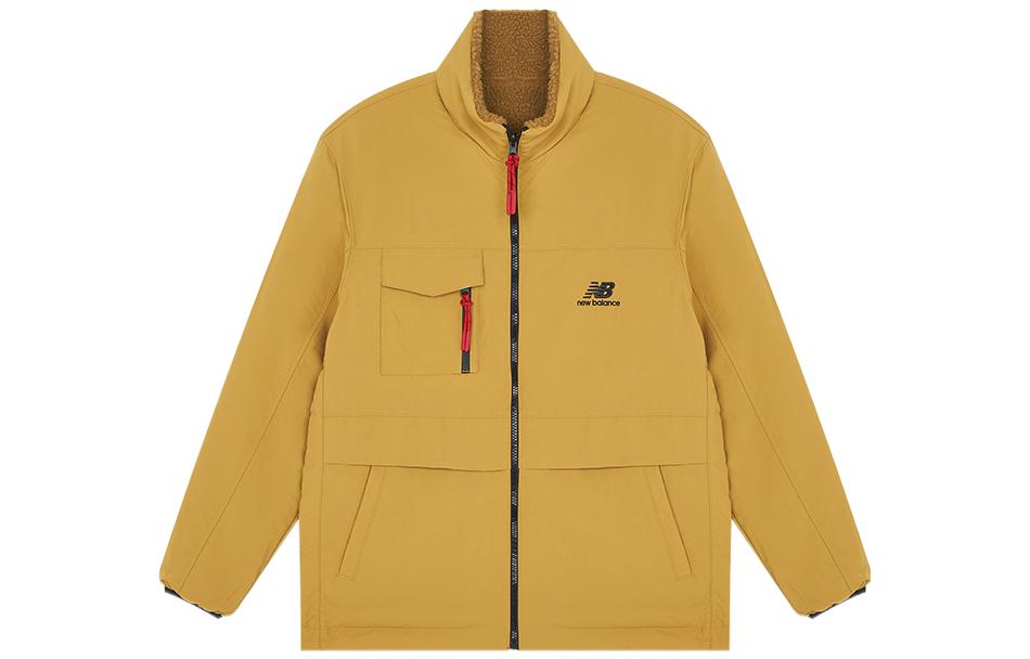 New Balance Men's New Balance Contrasting Colors Pocket Reversible Stand Collar Lamb's Wool Jacket Brown AMJ21349-INC