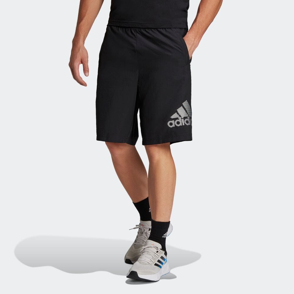 Men's adidas SS22 Solid Color Logo Printing Loose Shorts Japanese Version Black HF7201