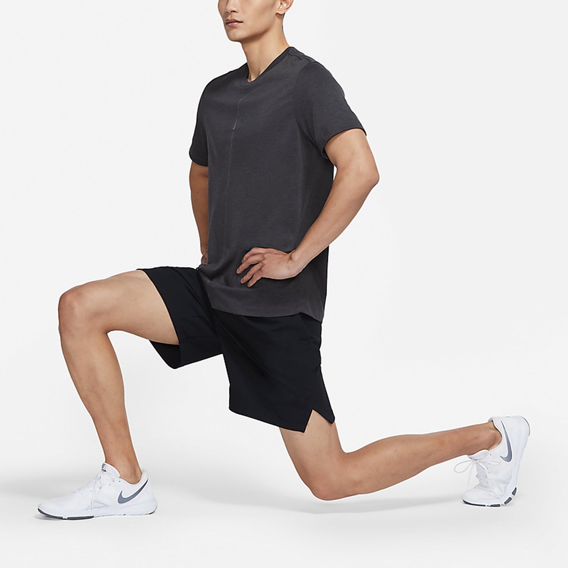 Nike Yoga Dri-FIT Solid Color Quick Dry Sports Short Sleeve Black DJ9651-010