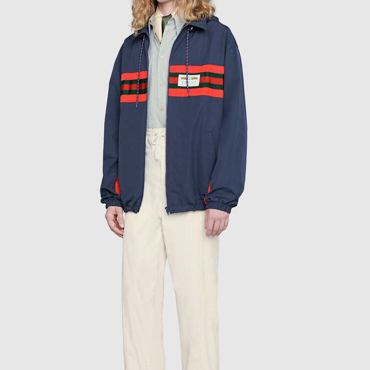 Men's Gucci Label Nylon Jacket Blue 599935-XDA2J-4206