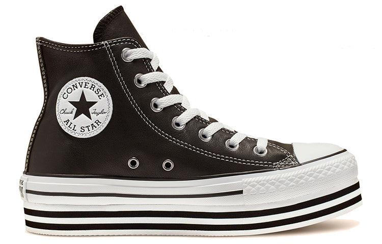 (WMNS) Converse Chuck Taylor All Star Platform High Top Leather Sponge Cake Sole Black White 565826C