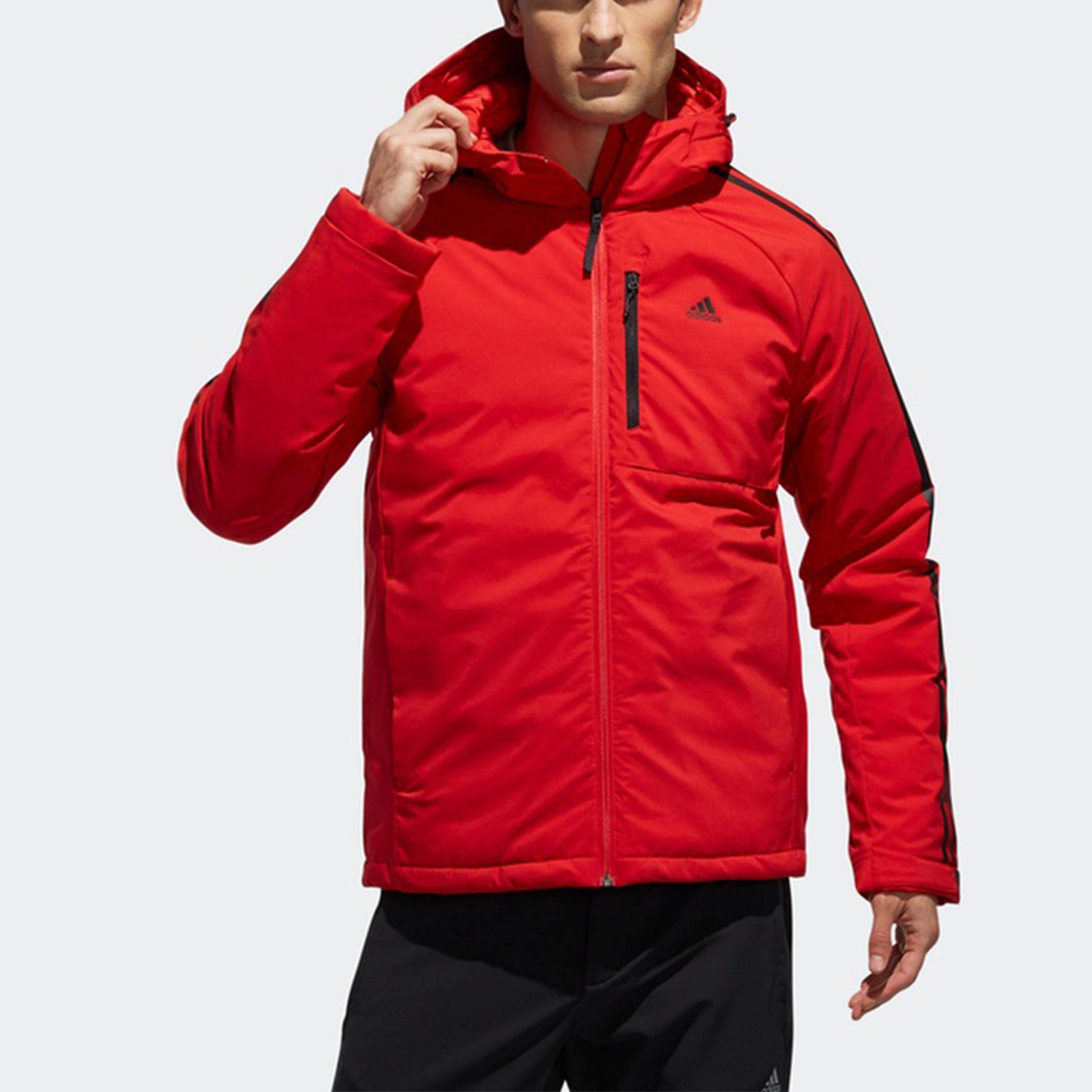 adidas 3stripes Down H Stay Warm raglan sleeve Sports hooded down Jacket Red DM1971