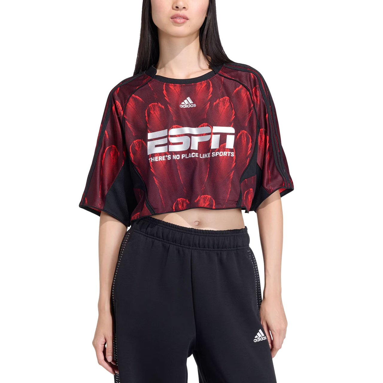 (WMNS) adidas Crop Jersey Asia Sizing 'Red Black' KD0502