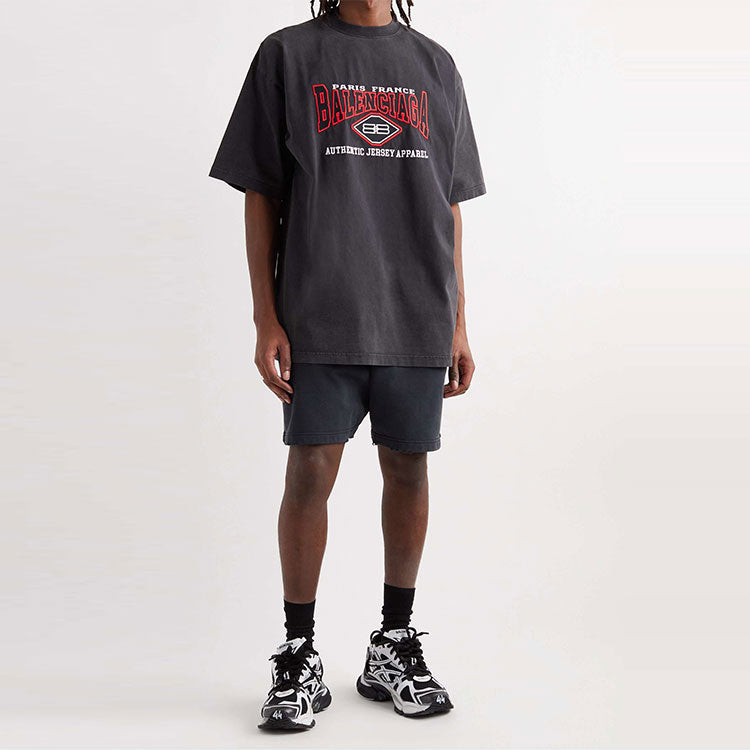 Balenciaga B Authentic Vintage Jersey Oversized T-Shirt 'Black' 694576TMVA91000