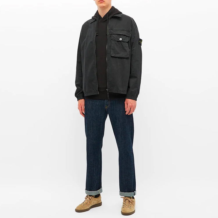 STONE ISLAND Garment Dyed Popover Hoodie 'Black' 731564120-V0029