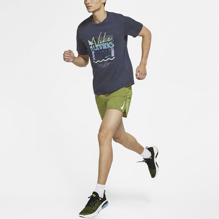 Nike Dri-FIT Alphabet Printing Sports Short Sleeve Obsidian Color Black CZ8181-451