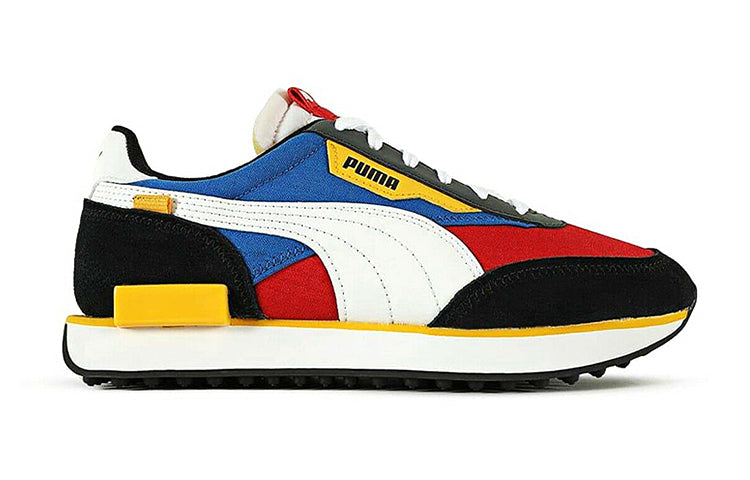 (GS) PUMA Future Rider Play On Low Top Running Shoes Black/White/Yellow 372349-05