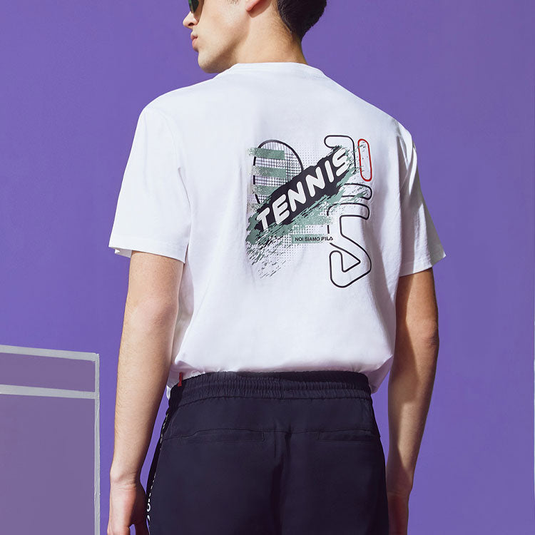 FILA FUSION Creative Alphabet Printing Round Neck Short Sleeve White T61M021110A-WT