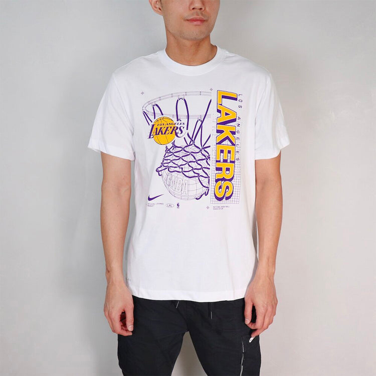 Nike NBA Los Angeles Lakers Logo Printing Quick Dry Basketball Sports Short Sleeve White CV6111-100