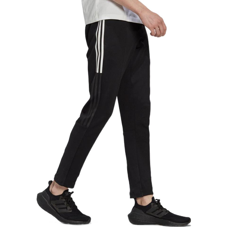 Men's adidas Solid Color Stripe Straight Casual Sports Pants/Trousers/Joggers Black HG2064