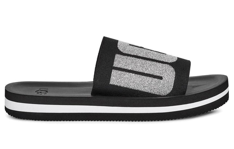 (WMNS) UGG Zuma Metallic Graphic Black Slippers 1101558-BLK
