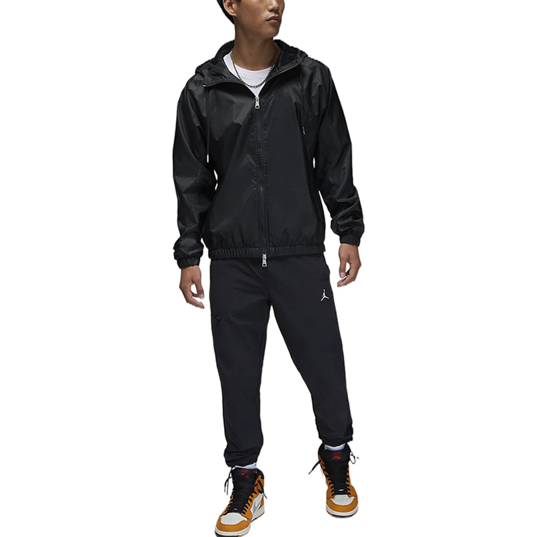 Men's Air Jordan Solid Color Woven Sports Hooded Jacket Black DJ9829-011