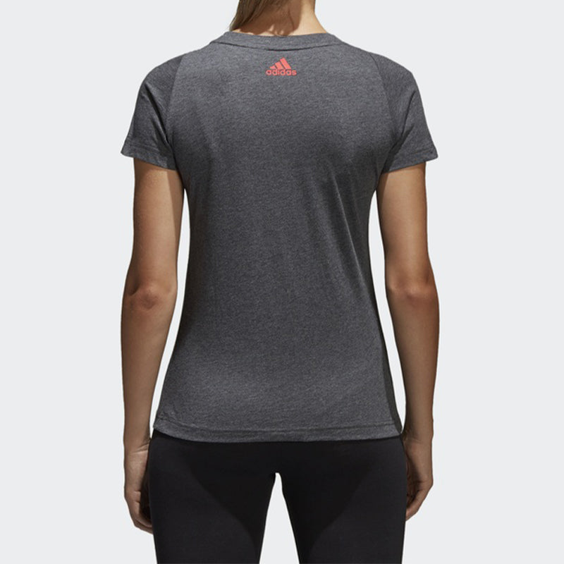 (WMNS) adidas Classic Large logo Printing Short Sleeve Gray CF8819