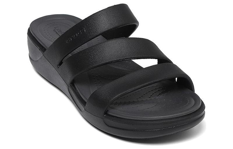 (WMNS) Crocs Boca Strappy Wedge Sandals 'Black' 207434-001