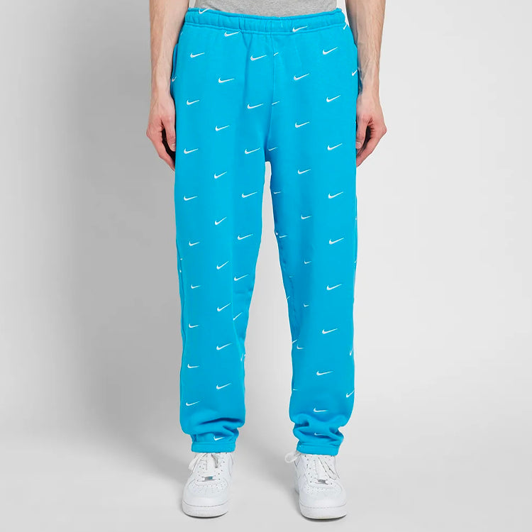 Men's Nike NRG Swoosh Logo Full Print Straight Sports Pants/Trousers/Joggers Blue CJ8905-487