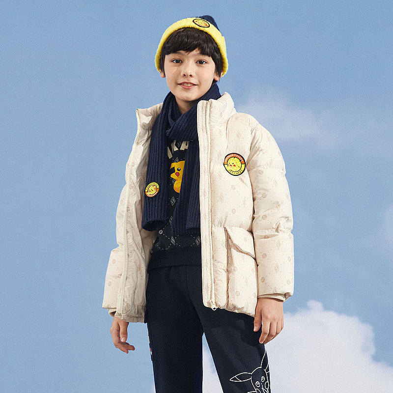 (GS) Skechers x Pokémon Casual Warm Loose Down Jacket 'Beige' L422B034