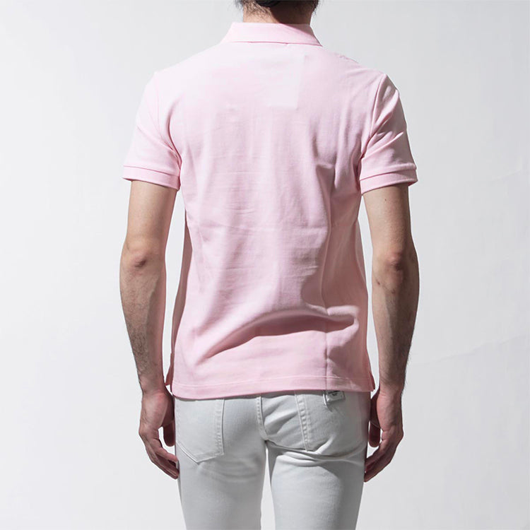 Men's Burberry Chest Micro Mark Solid Color Short Sleeve Polo Shirt Pink 39820741
