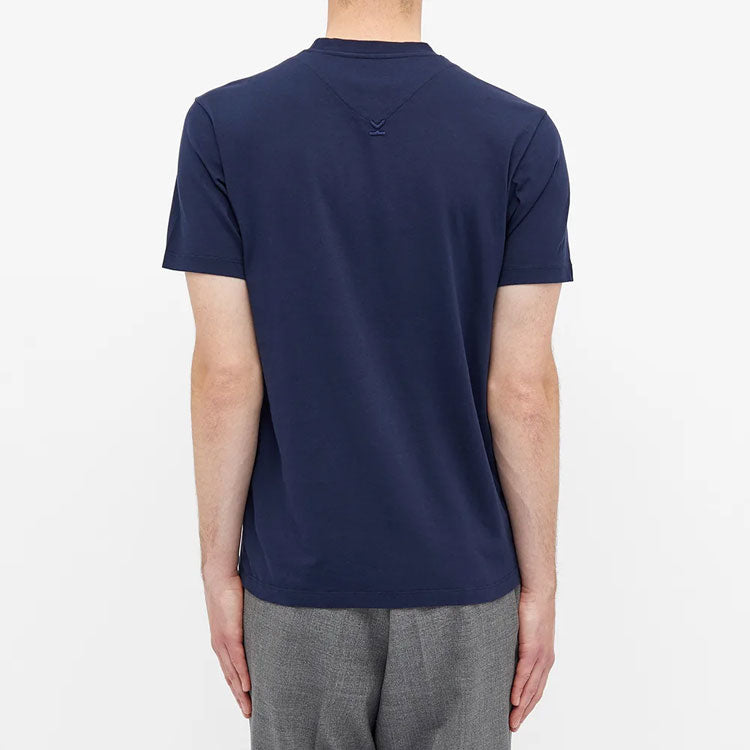 Men's KENZO Small Tiger Head Pattern Cotton Short Sleeve Navy Blue FA65TS0034SJ-76