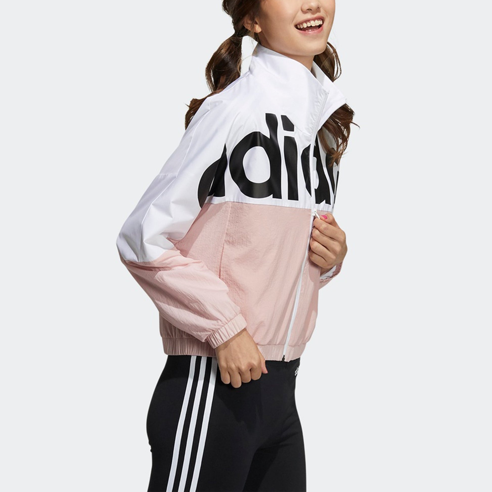(WMNS) adidas neo Icons+ Top Causual Sports Stand-up Collar Letter Printing Jacket Coat Female Pink H36714