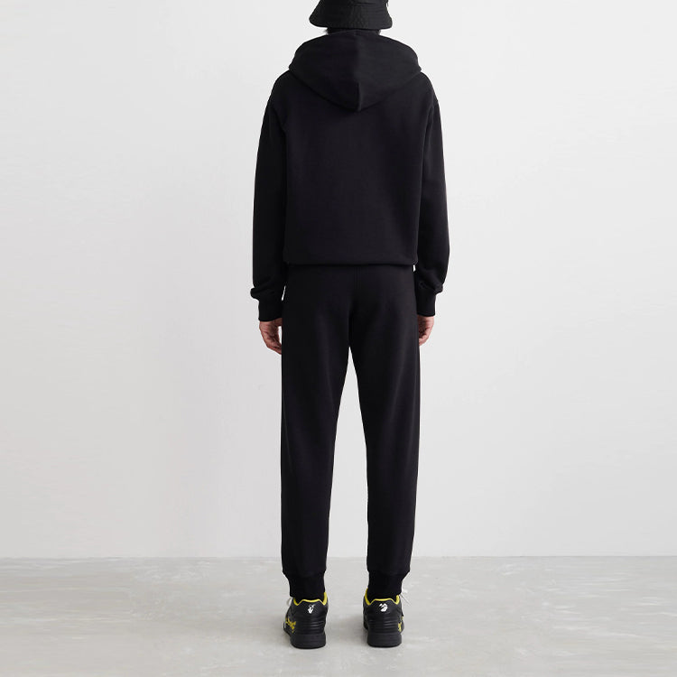 Off-White SS22 Logo Sports Long Pants Ordinary Version Black OMCH033C99FLE0011001